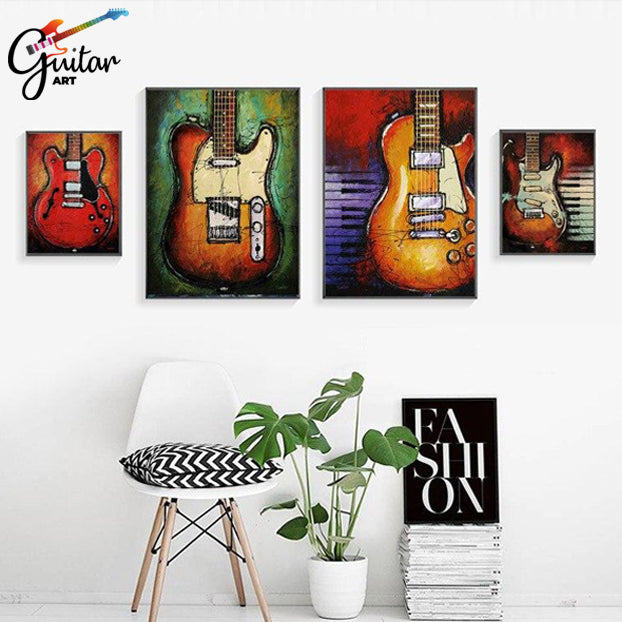 Still life guitar scenery canvas oil painting