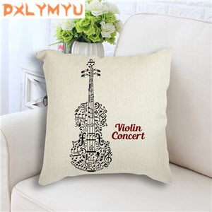 Jazz Music Instrument Cushion Cover Pillow Case.