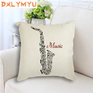 Jazz Music Instrument Cushion Cover Pillow Case.