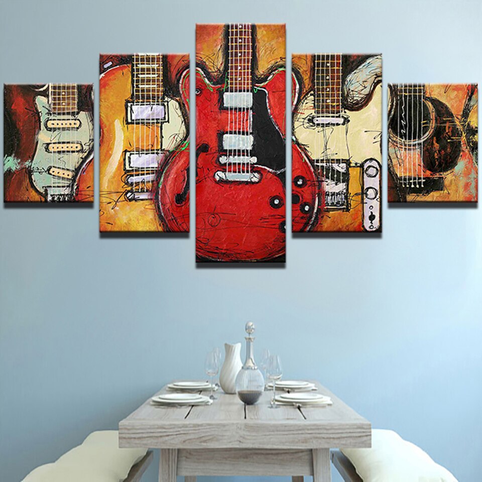 5 Pieces color guitar decorative painting Wallpaper Posters