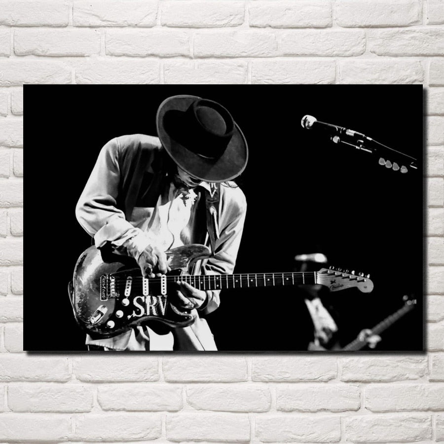 Stevie Ray Vaughan Canvas Blues Rock Monochrome