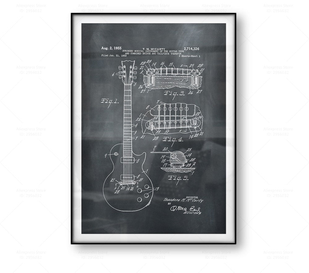 Guitar Patent Print Electric Guitar Poster