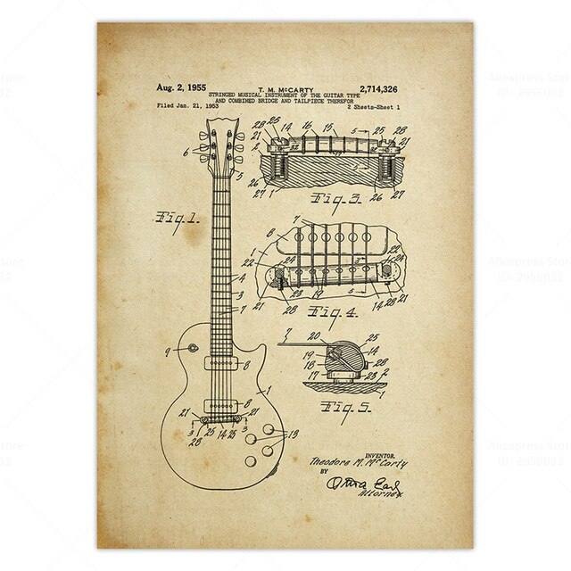 Guitar Patent Print Electric Guitar Poster