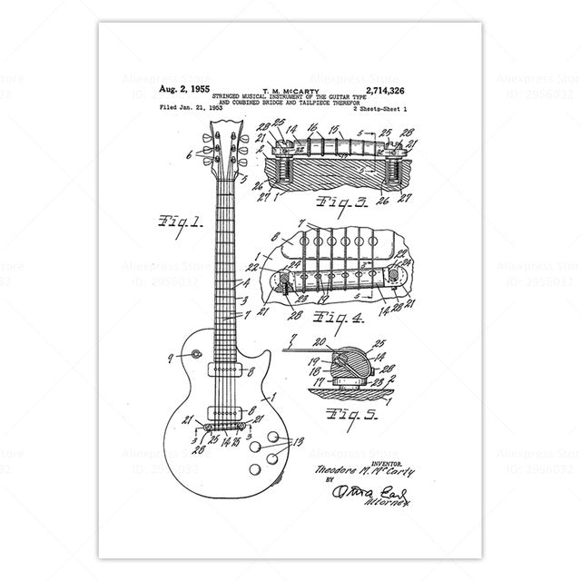 Guitar Patent Print Electric Guitar Poster