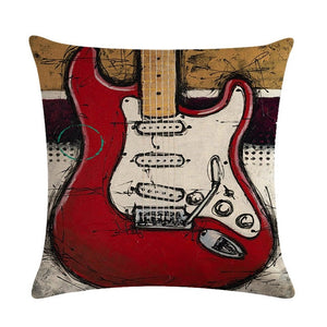 Oil Painting Guitar Cushion Covers