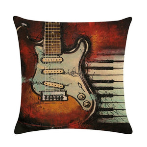 Oil Painting Guitar Cushion Covers