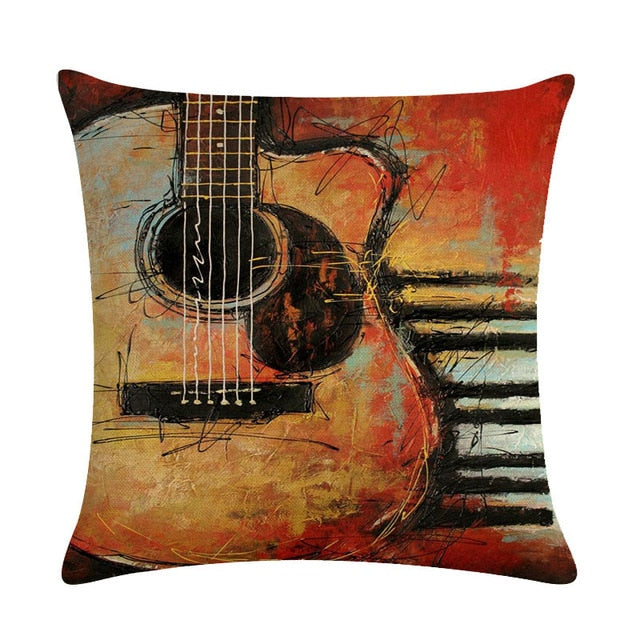 Oil Painting Guitar Cushion Covers