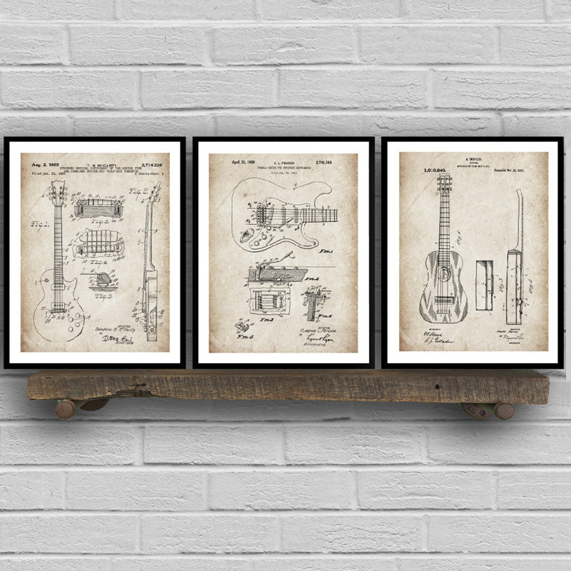 Guitar Patent Blueprints Vintage Posters