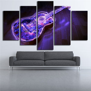 Embelish 5 Pieces Guitar HD Print Canvas Paintings