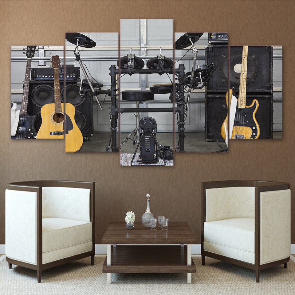 5 Panel Music Instrument Band Canvas