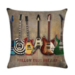 Oil Painting Guitar Cushion Pillow Covers