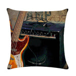 Oil Painting Guitar Cushion Pillow Covers