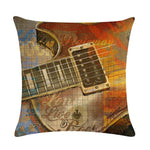 Oil Painting Guitar Cushion Pillow Covers