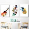 Watercolor Music Saxophone Guitar Canvas Posters