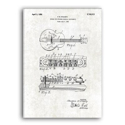 Vintage Guitars Patent Posters Print