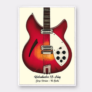 Famous guitars on Art Canvas Poster