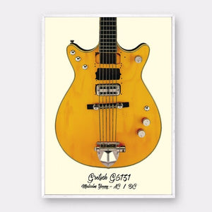 Famous guitars on Art Canvas Poster