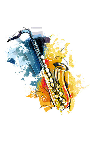 Watercolor Music Saxophone Guitar Canvas Posters