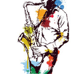 Watercolor Music Saxophone Guitar Canvas Posters