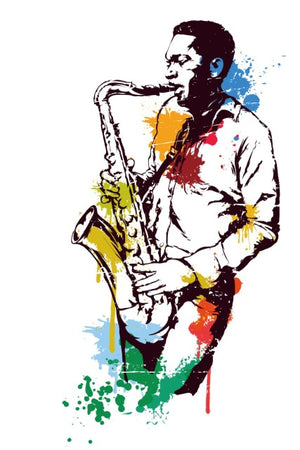 Watercolor Music Saxophone Guitar Canvas Posters