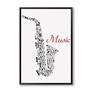 Elegant Poetry Black & White Violin, Sax, & Guitar