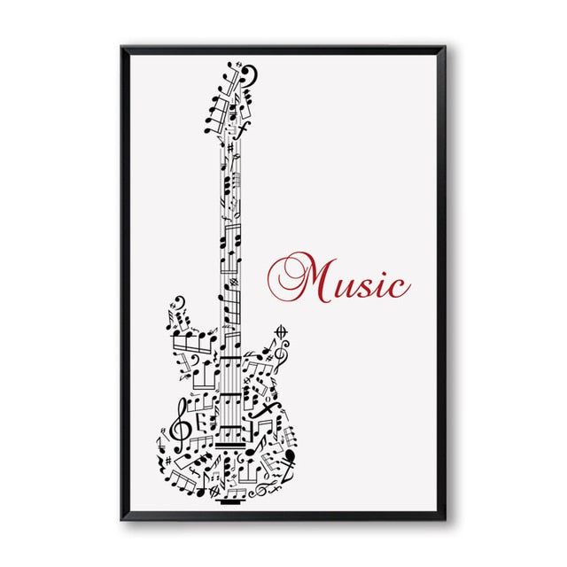 Elegant Poetry Black & White Violin, Sax, & Guitar