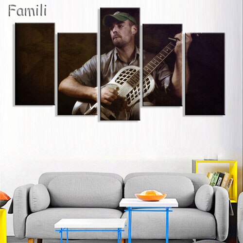 5 Piece Canvas Art Guitar Music Player Paintings