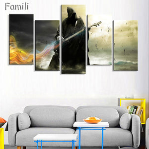 5 Piece Canvas Art Guitar Music Player Paintings