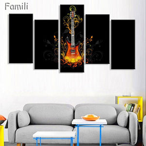 5 Piece Canvas Art Guitar Music Player Paintings