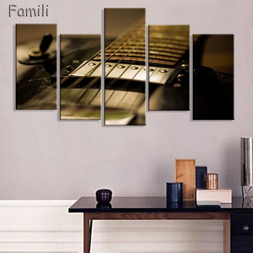 5 Piece Canvas Art Guitar Music Player Paintings