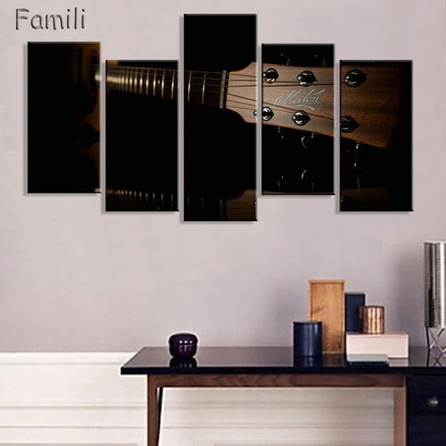 5 Piece Canvas Art Guitar Music Player Paintings