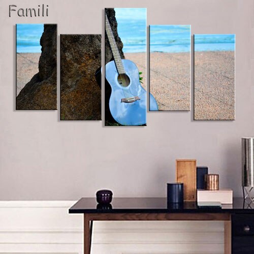 5 Piece Canvas Art Guitar Music Player Paintings