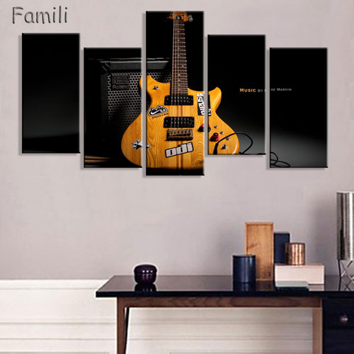 5 Piece Canvas Art Guitar Music Player Paintings