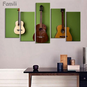 5 Piece Canvas Art Guitar Music Player Paintings