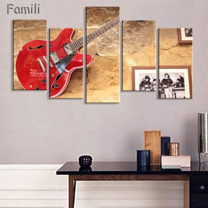 5 Piece Canvas Art Guitar Music Player Paintings