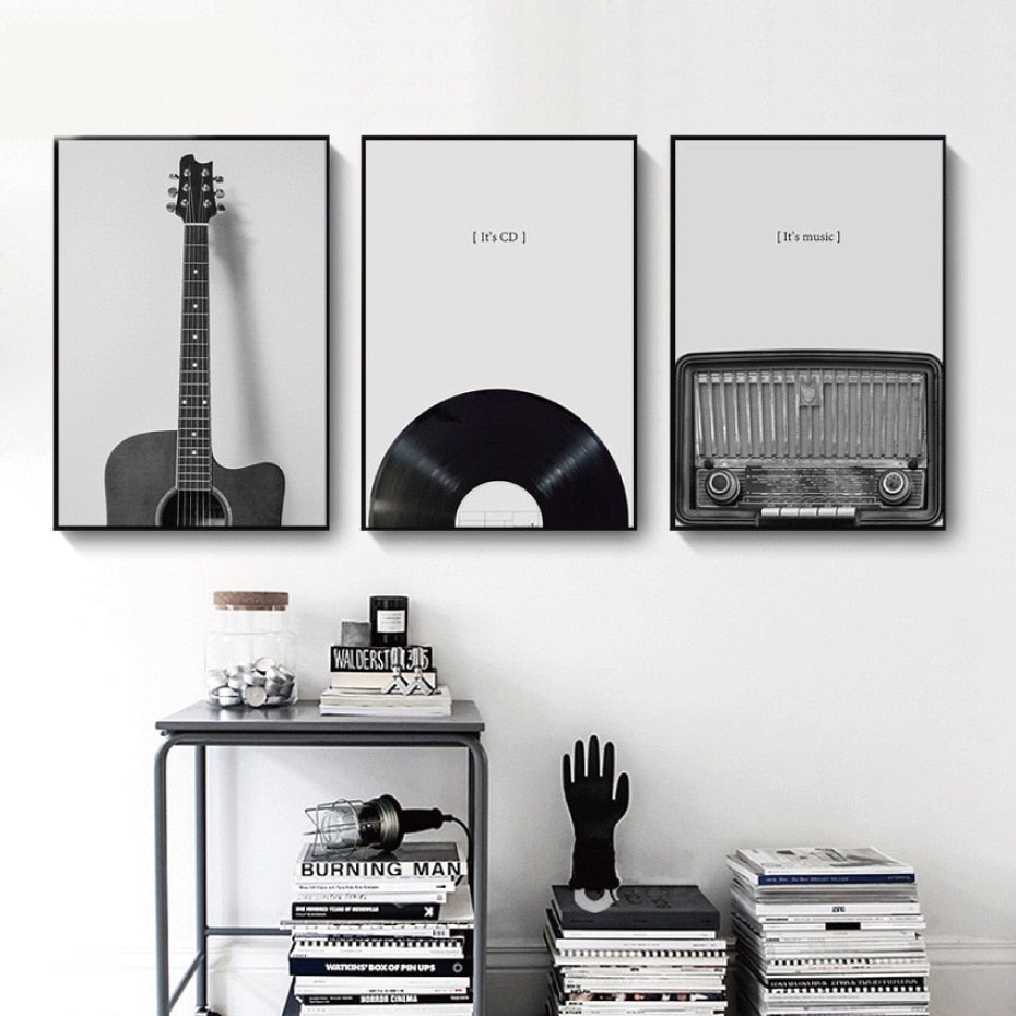 Black And White Guitar Vinyl Radio