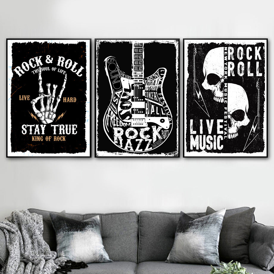 Vintage Nordic Rock And Roll Guitar Poster