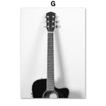 Paris Venice Window Guitar Moon Canvas Painting Black & White