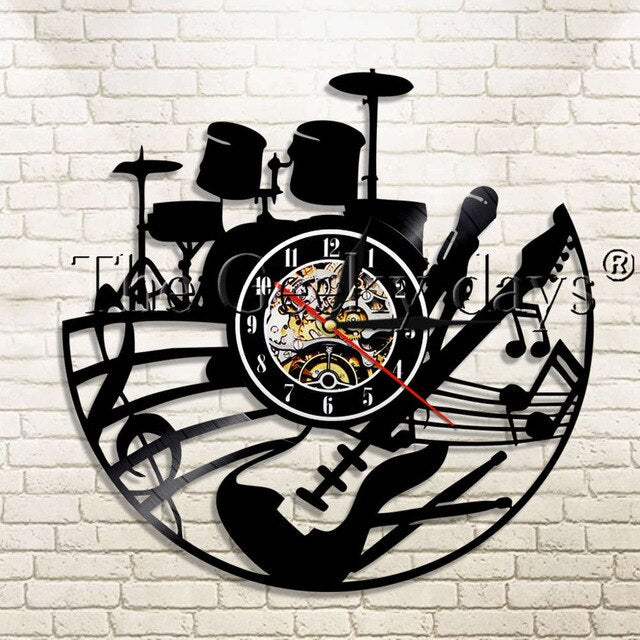 Musical Instrument Vinyl Record Wall LED Clock