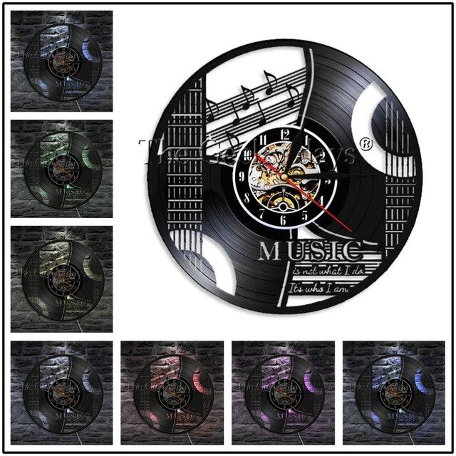 Musical Instrument Vinyl Record Wall LED Clock