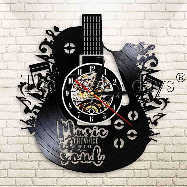 Musical Instrument Vinyl Record Wall LED Clock