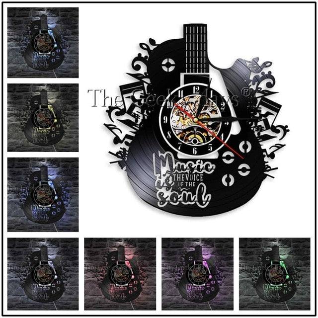 Musical Instrument Vinyl Record Wall LED Clock