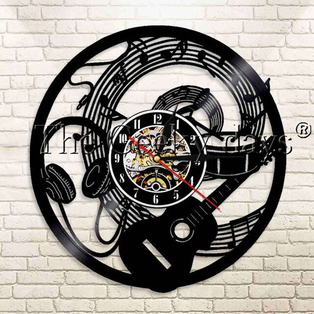 Musical Instrument Vinyl Record Wall LED Clock