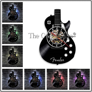 Musical Instrument Vinyl Record Wall LED Clock