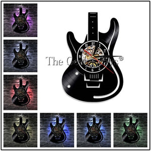 Musical Instrument Vinyl Record Wall LED Clock