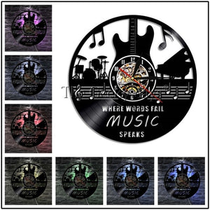 Musical Instrument Vinyl Record Wall LED Clock