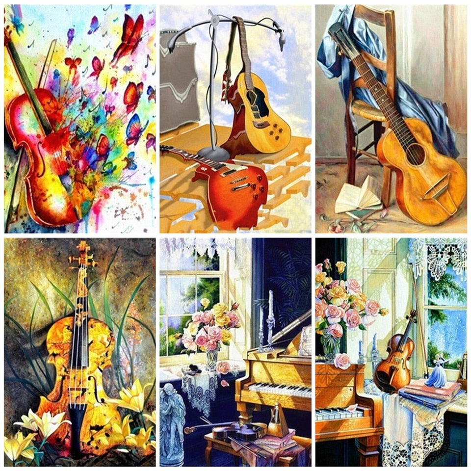 Unframe DIY Painting By Numbers Guitar On Canvas