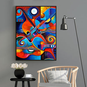 Guitar For Living Room Wall Art Posters Canvas