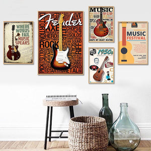 New Custom Guitar Music Poster Canvas Poster