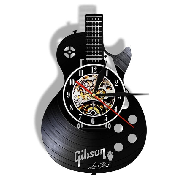 Electric Gibson Les Paul Style Guitar Wall Clock NEON Light